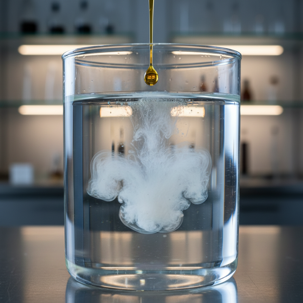 A visualization of cannabis nano-emulsification technology. Features a golden oil droplet dispersing into microscopic nanoparticles, illustrating the science behind faster absorption and more precise dosing in modern cannabis edibles.